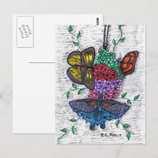Schmetterlinge Postkarte (Vorne/Hinten)