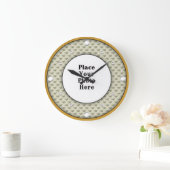 Schmetterlinge rahmen Ihr Foto an der Wand Große Wanduhr (Zuhause)