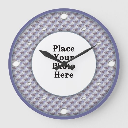 Schmetterlinge rahmen Ihr Foto an der Wand Große Wanduhr (Vorderseite)