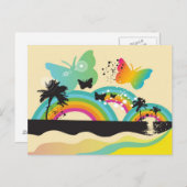 Schmetterlinge Rainbows und Palmenbaumen Postkarte (Vorne/Hinten)