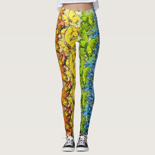 Schmetterlinge Regenbogen Leggings (Vorderseite)