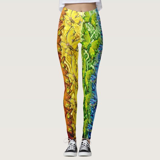 Schmetterlinge Regenbogen Leggings (Vorderseite)