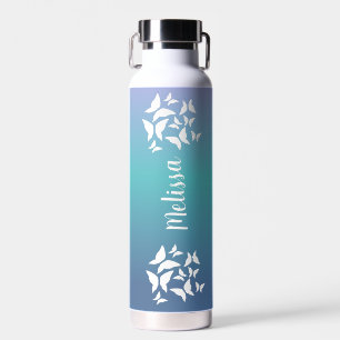 Schmetterlinge Regenbogen Ombré Schrift Trinkflasche