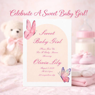 Schmetterlinge Rosa Babydusche Save The Date