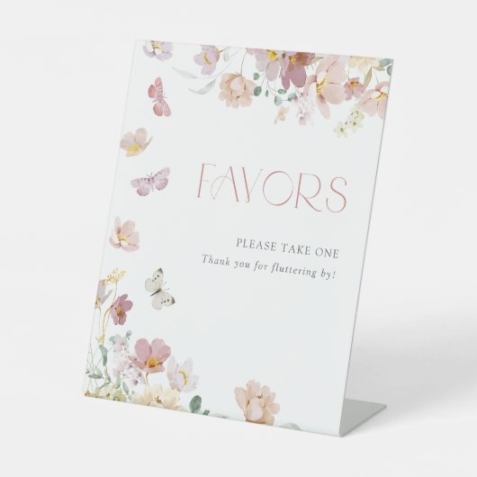 Schmetterlinge Rosa Blumenfavoriten Brautparty Sockelschild (Vorderseite)