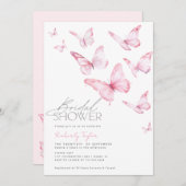 Schmetterlinge Rosa Brautparty Einladung (Vorne/Hinten)