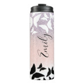 Schmetterlinge Rosa Glitzern Mit Monogramm Name Thermosbecher (Vorderseite)