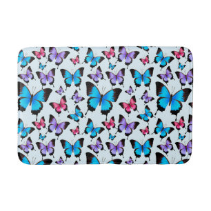 Schmetterlinge Rosa Lila Blau Aquamarin Badematte