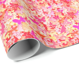 Schmetterlinge, rosa, pfirsichfarben, Korallen Geschenkpapier