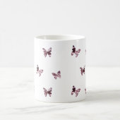 Schmetterlinge Rosa Satin fliegende Tierfeminine Kaffeetasse (Mittel)