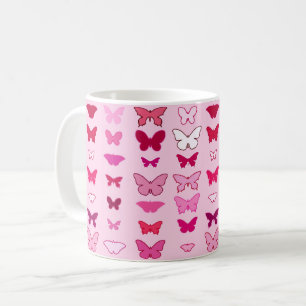 Schmetterlinge, Rosa- und Fuchsienfarben Kaffeetasse