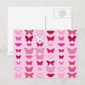 Schmetterlinge, Rosa- und Fuchsienfarben Postkarte (Vorne/Hinten)