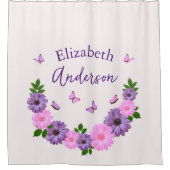 Schmetterlinge rosa und Lila Duschvorhang (Vorderseite)