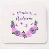 Schmetterlinge rosa und Lila Mousepad (Vorne)