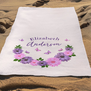 Schmetterlinge rosa und Lila Strandtuch
