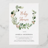 Schmetterlinge rund um Baby Dusche Rose Godl Folieneinladung (Vorderseite)