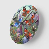 Schmetterlinge Runde Wanduhr (Winkel)