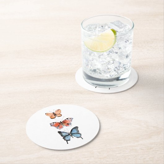 Schmetterlinge Runder Pappuntersetzer (Vor Ort)