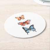 Schmetterlinge Runder Pappuntersetzer (Angewinkelt)