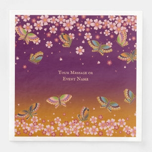 Schmetterlinge Sakura Blüten Gold Plum Personalisi Serviette