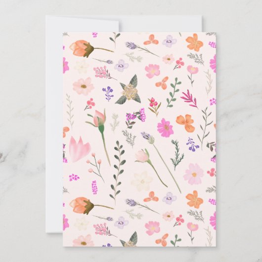 Schmetterlinge schicke Wildblumen Frühjahrsgeschwü Einladung (Rückseite)