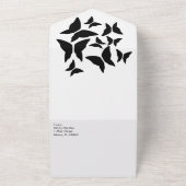 Schmetterlinge Schwarz-weiße Typografie All In One Einladung (Außenbereich)