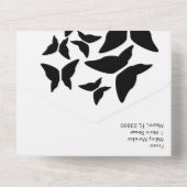 Schmetterlinge Schwarz-weiße Typografie All In One Einladung (Rückseite)