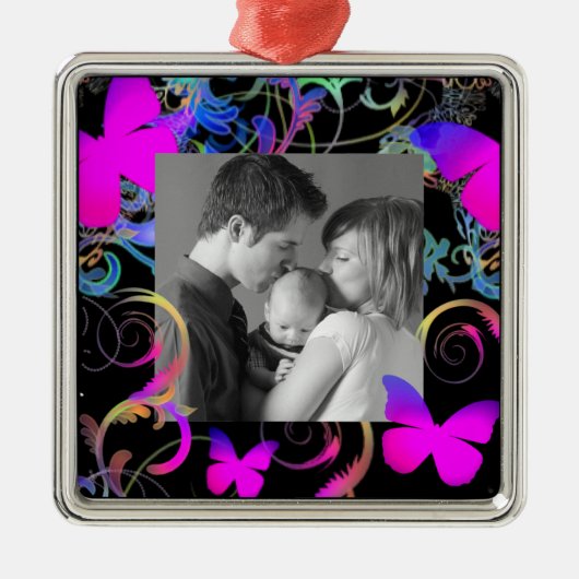 Schmetterlinge Silbernes Ornament (Vorne)