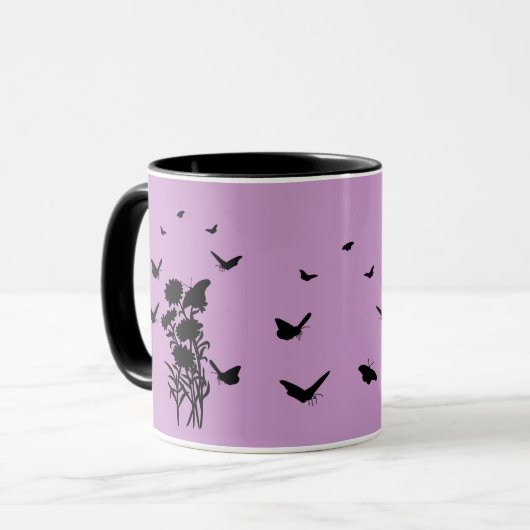 Schmetterlinge Silhouette Tasse (Vorderseite Links)