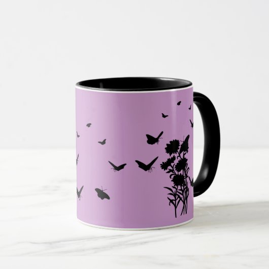 Schmetterlinge Silhouette Tasse (VorderseiteRechts)