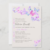 Schmetterlinge Silver Confetti Quinceanera und Mas Einladung (Vorderseite)