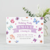Schmetterlinge sind freie Geburtstagsparty Einladung (Stehend Vorderseite)