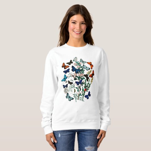 Schmetterlinge, skurrile, Natur, Geschenk für sie, Sweatshirt (Vorne ganz)
