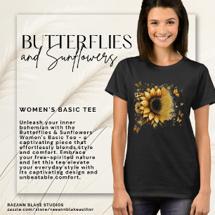 Schmetterlinge & Sonnenblumen Damen Basic T-Shirt