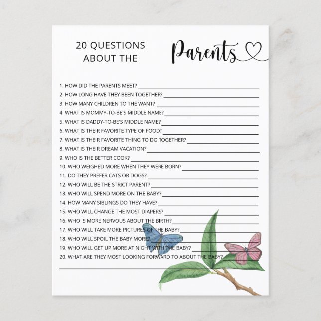 Schmetterlinge - Spiele über die Eltern (Vorderseite)