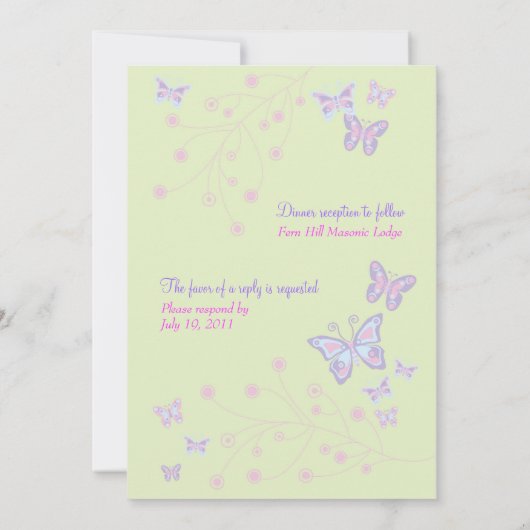 Schmetterlinge (Springtime) Einladung (Rückseite)