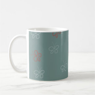 Schmetterlinge Sterne Salbei Grün Kaffeetasse