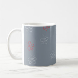 Schmetterlinge Sterne Salbei Staubblau Kaffeetasse