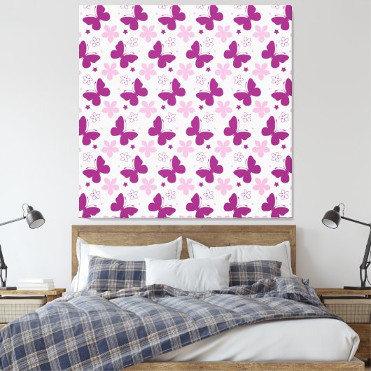 Schmetterlinge Stretched Canvas Print Leinwanddruck (Insitu (Schlafzimmer))