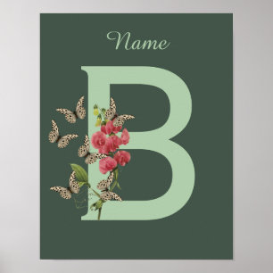 Schmetterlinge Süße Erbse Monogramm Anfangsbuchsta Poster