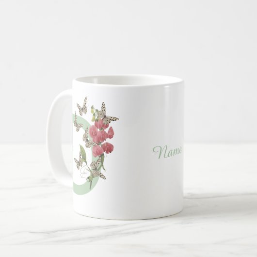 Schmetterlinge Süßes Pea Monogramm Anfangsname Kaffeetasse (Vorderseite Links)