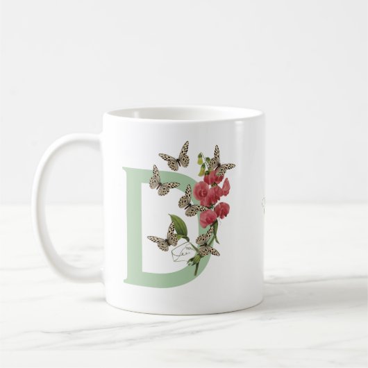 Schmetterlinge Süßes Pea Monogramm Anfangsname Kaffeetasse (Links)