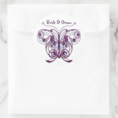 Schmetterlinge Swirl Lila Runder Aufkleber (Tasche)