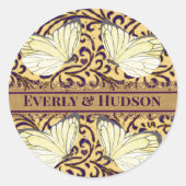 Schmetterlinge Swirl Lila und Orange Runder Aufkleber (Vorderseite)