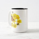 Schmetterlinge tanzen mit Bienen und Schmetterling Zweifarbige Tasse (Vorderseite Links)