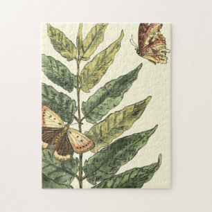 Schmetterlinge u. Blätter mit schwarzem Rahmen Puzzle