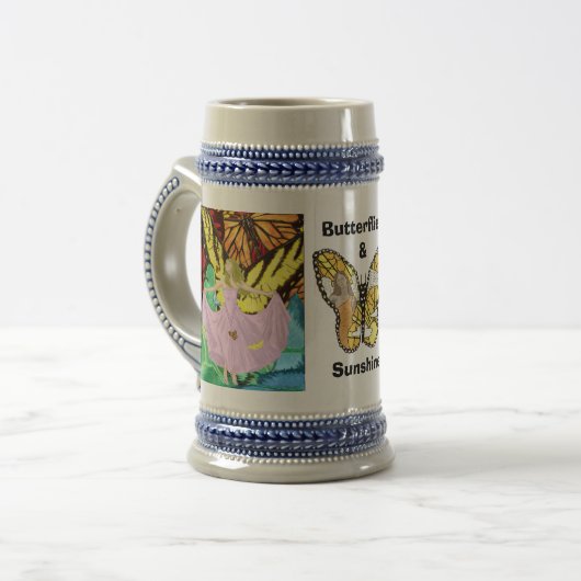 Schmetterlinge u. Sonnenschein Bierglas (Vorderseite Links)