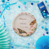 Schmetterlinge u. Vintage Mandel-Blüten-Verlobung Pappteller (Party)