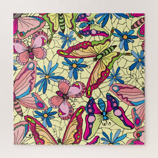 Schmetterlinge über Blume Wiesenansicht Puzzle (Vertikal)