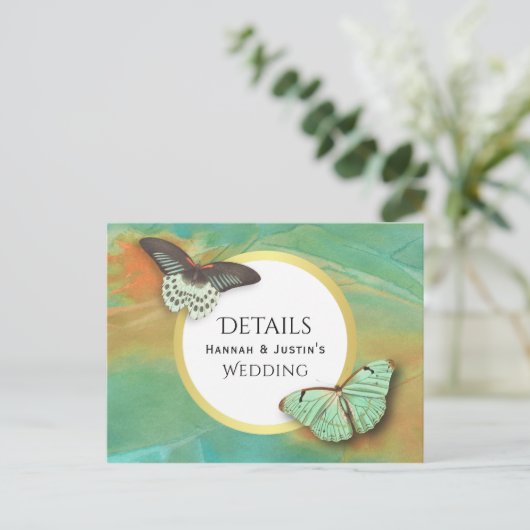 Schmetterlinge über Südwest-Farben - Hochzeitdetai Postkarte (Stehend Vorderseite)